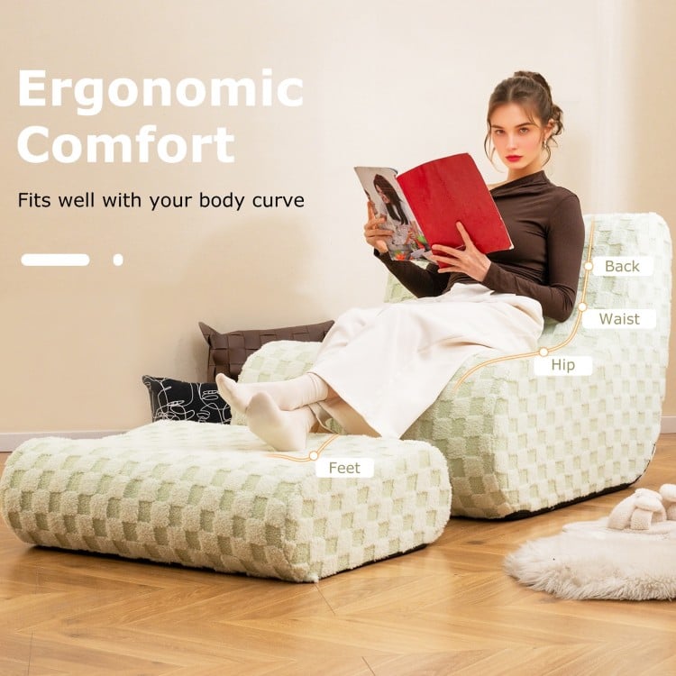 Bean Bag Chair with Ottoman and High Elasticity Sponge