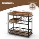 3-Tier Rolling Bar Cart with Removable Tray and Wine Rack