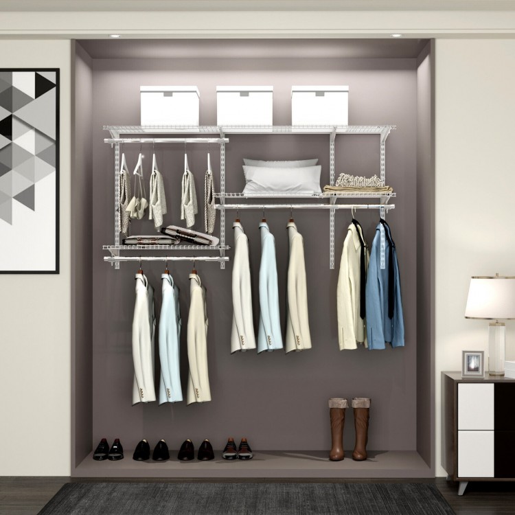 Custom Closet Organizer Kit 3 to 5 Feet Wall-Mounted Closet System with Hang Rod