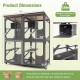 72 Inch Large Wooden Cat House Catio Kitten Enclosure on Wheels with Weatherproof Asphalt Roof