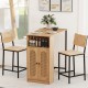 3-Piece Bar Table and Chairs Set with Storage Shelves and Footrests