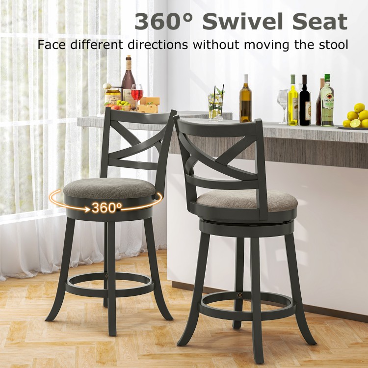 27/31 Inch Swivel Bar Stools Set of 2 with Hollow Back and Soft-padded Seat