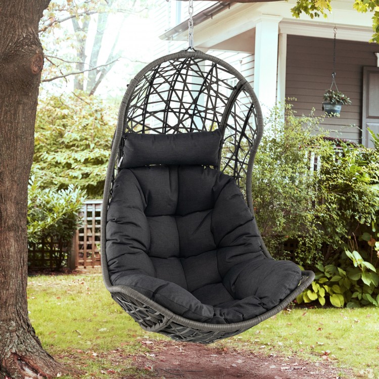 Hanging Egg Chair PE Rattan Swing Hammock Chair with Soft Pillow and Cushion