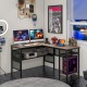 L-Shaped Computer Desk with Charging Station and Adjustable Shelf
