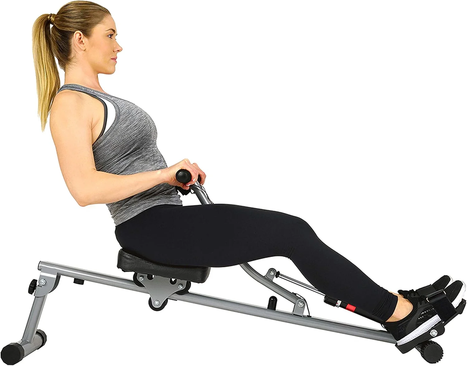 Sunny Health & Fitness Compact Adjustable Rowing Machine with 12 Levels of Resistance for Complete Body Workouts and Optional Free SunnyFit App Enhanced Connectivity