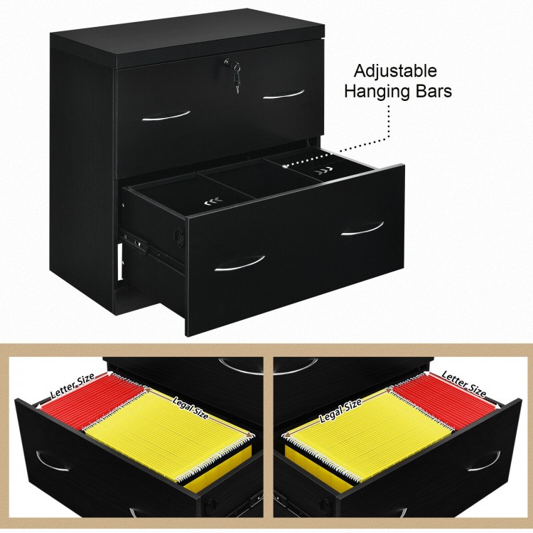 2-Drawer File Cabinet with Lock Hinging Bar Letter and Legal Size