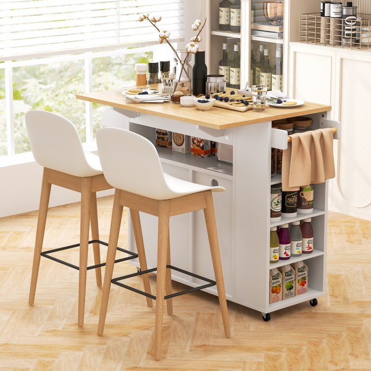 Rolling Kitchen Island Cart with Power Outlet for Dining Room
