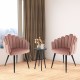 Modern Velvet Dining Chair with Metal Base and Petal Backrest