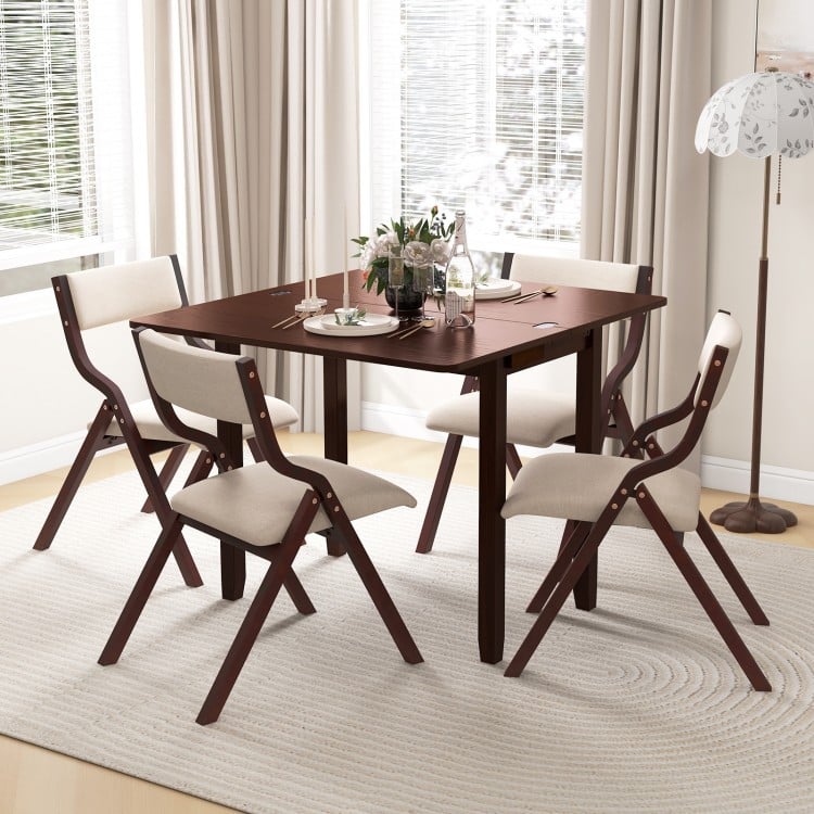Kitchen Table Set for 2 Expandable Dining Table with 2 Upholstered Folding Chairs