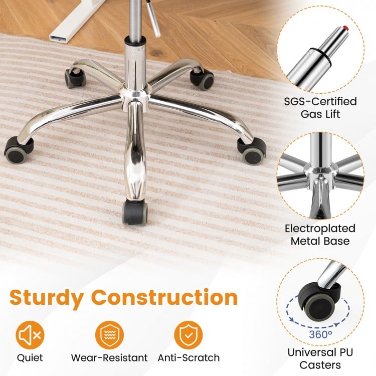 Armless Rolling Office Chair with Swivel Seat and PU Leather Cushion