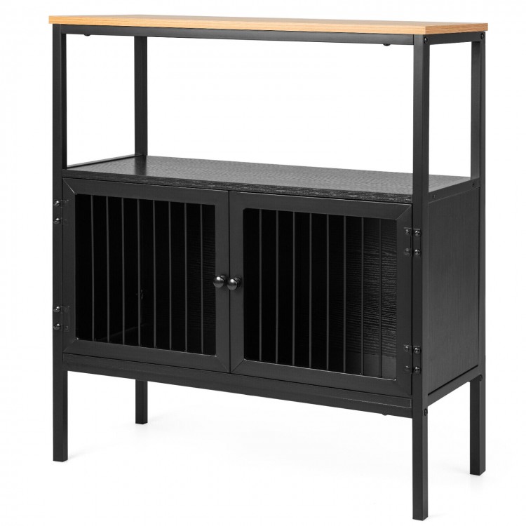 Kitchen Buffet Cabinet with 2 Doors and Open Shelf