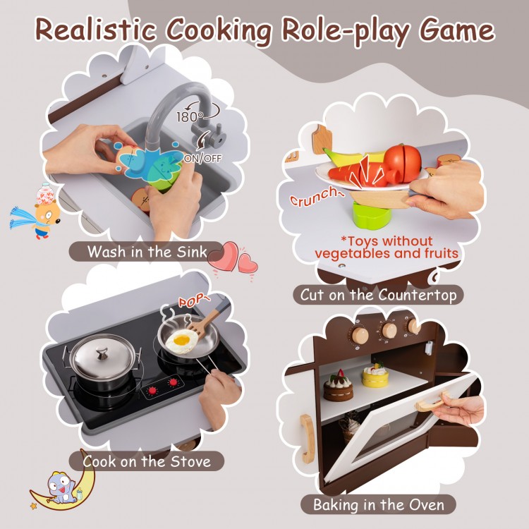 Corner Kids Play Kitchen with Washing Machine and Ice Maker Gift for Boys Girls