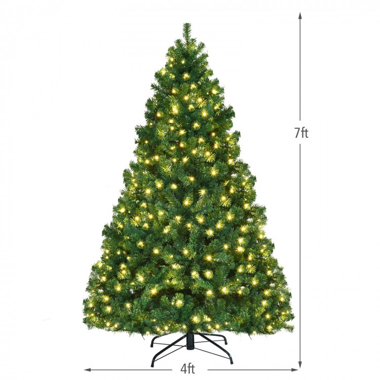 7/7.5/8 Feet Pre-lit Artificial Natural Christmas Tree with LED Lights