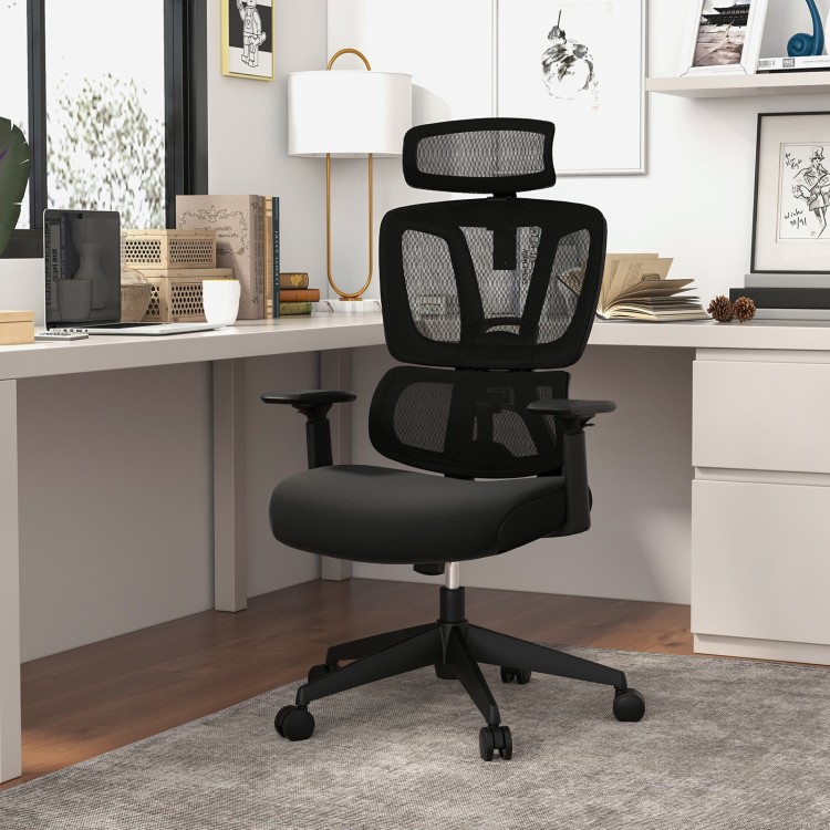 Ergonomic Office Chair with N Type Lumbar Support and Adjustable Headrest