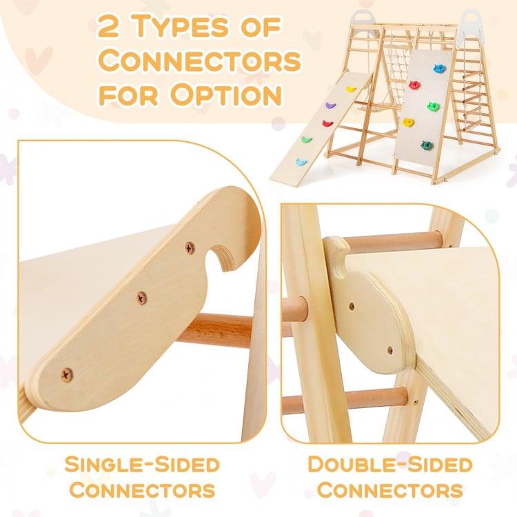 8-in-1 Wooden Jungle Gym Playset with Slide and Monkey Bars