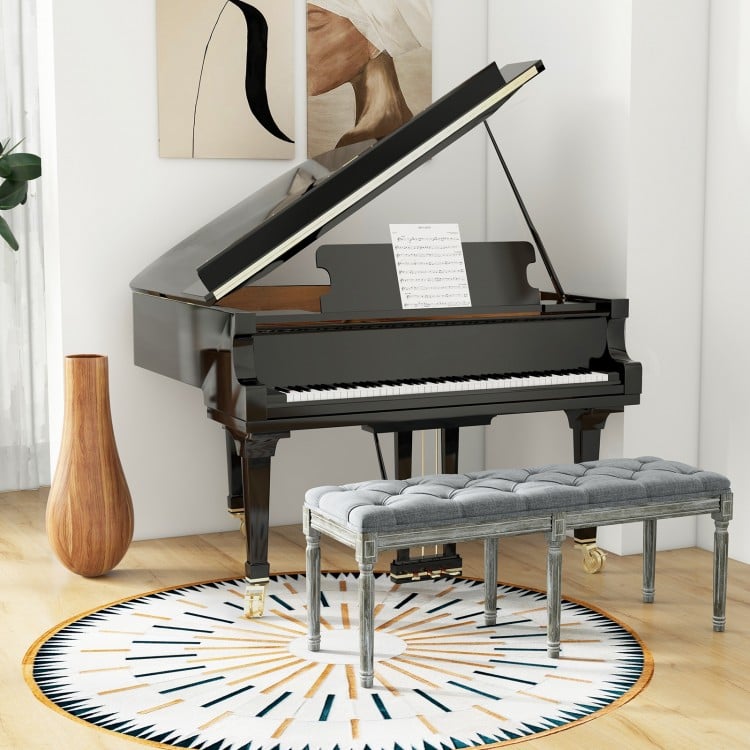 French Vintage Entryway Bench 47 Inch Upholstered Dining Bench