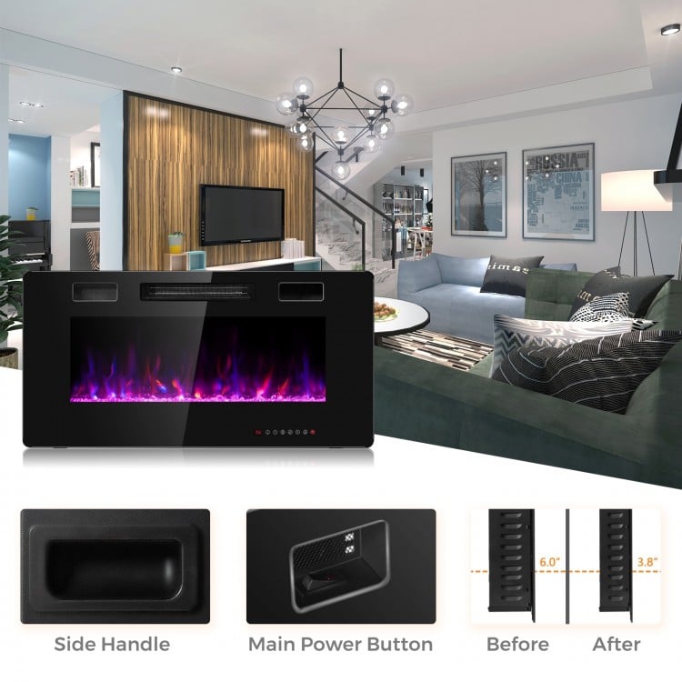 36 Inch Ultra Thin Wall Mounted Electric Fireplace