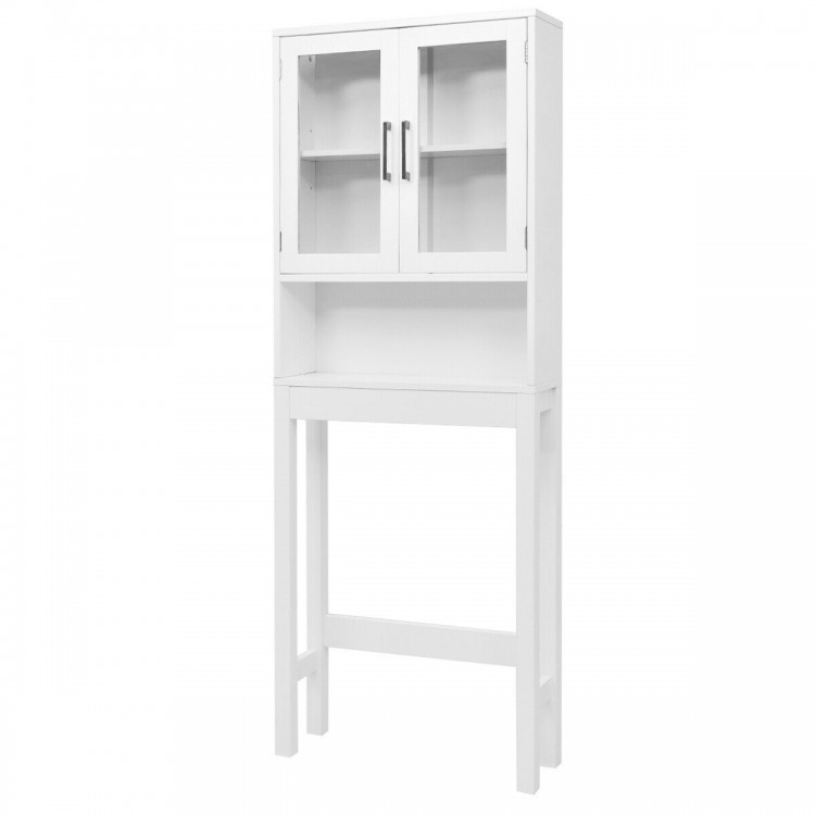 Over the Toilet Storage Cabinet Space Saver with Tempered Glass Door for Bathroom