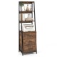 Multifunctional Tall Bookcase with Open Shelves and Storage Drawers
