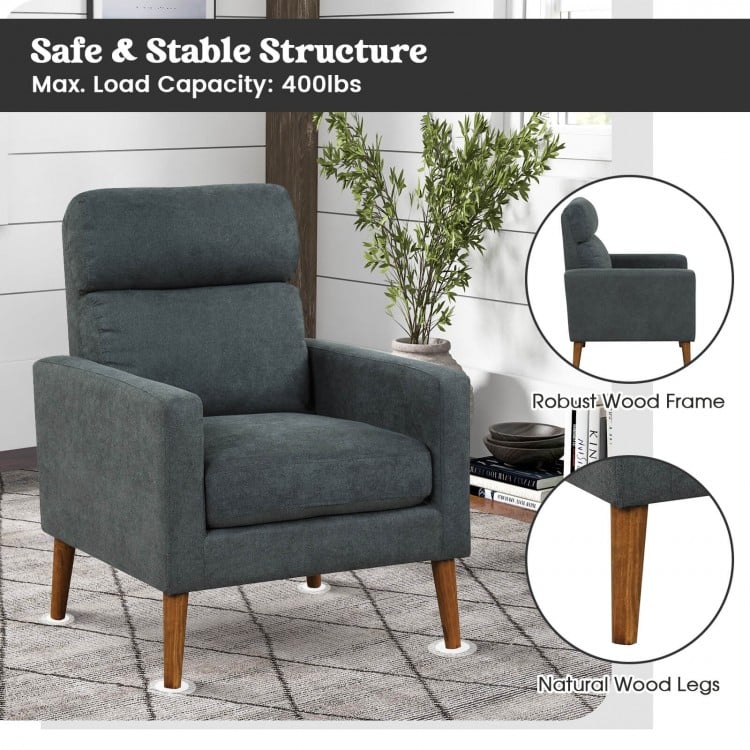 Lint Fabric Modern Accent Chair with Solid Wood Legs
