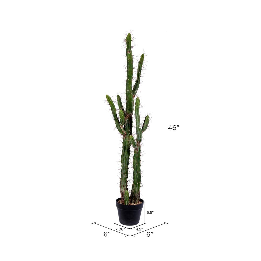 Vickerman 46′′ Artificial Green Cactus in Black Plastic Pot, Decorative Succulent Plant