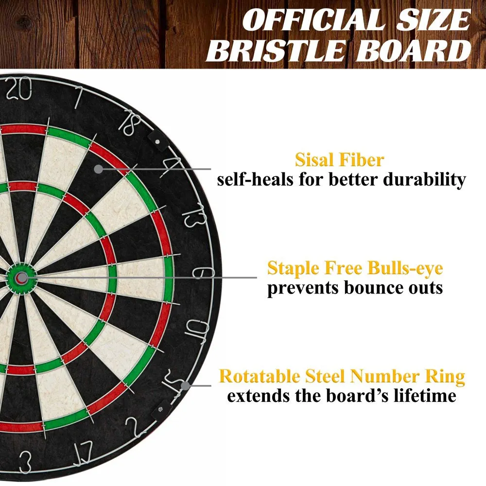 Barrington 40′′ Dartboard Cabinet with LED Lights, Self-Healing Board, Steel Tip Darts, Cricket Scoreboards