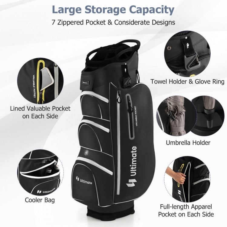 9.5 Inch Lightweight Golf Cart Bag with 15 Way Top Dividers