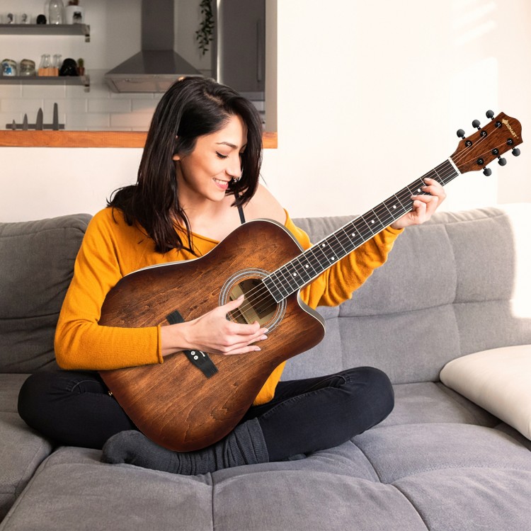 41 Inch Full Size Cutaway Acoustic Guitar Set for Beginner