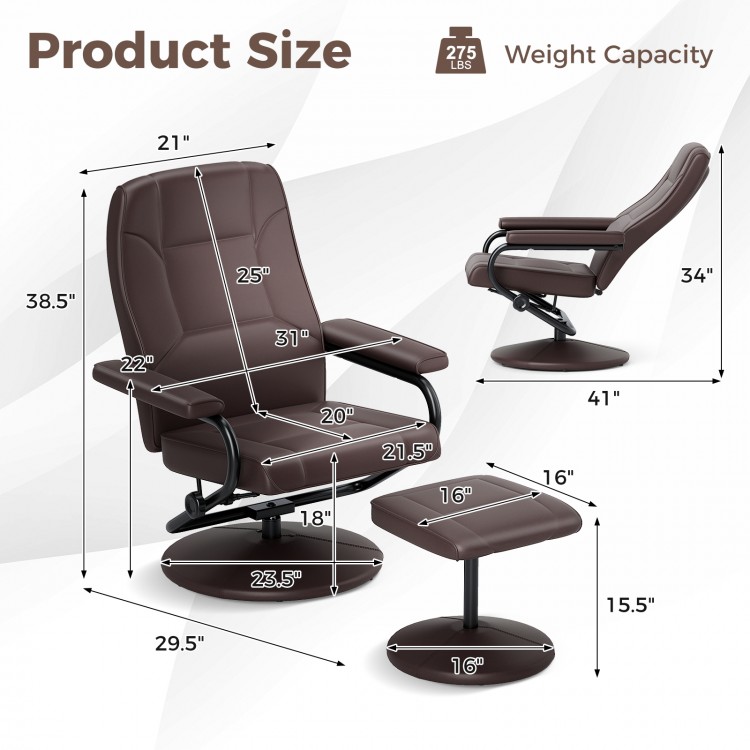360° Swivel Recliner Chair with Ottoman