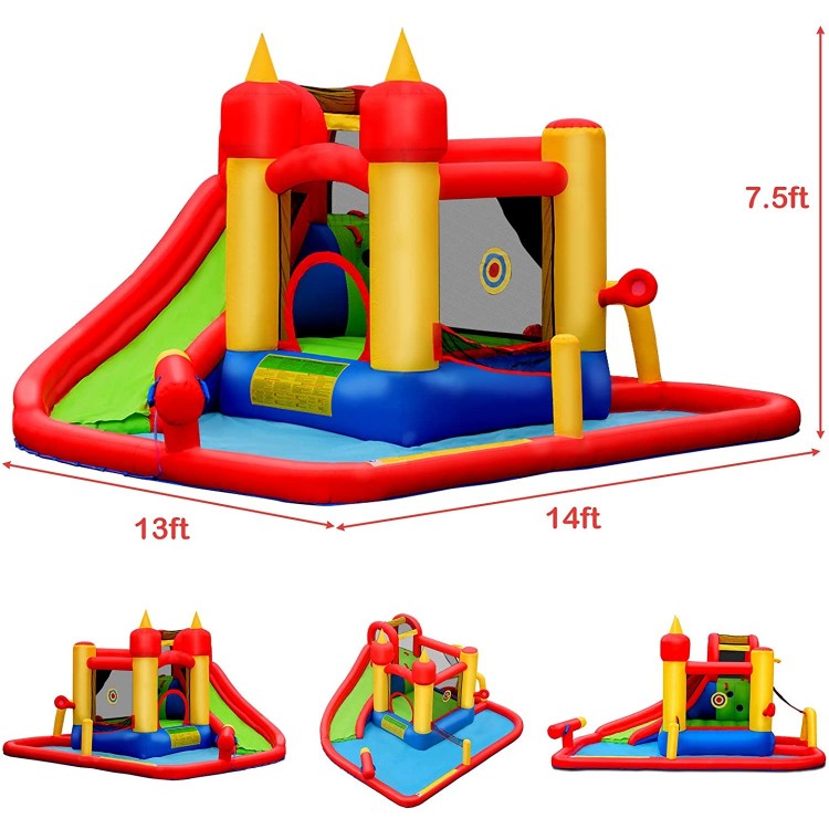 Inflatable Water Slide Jumper Bounce House with Ocean Ball without Blower