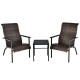 3 Pieces Patio Rattan Bistro Set with High Backrest and Armrest