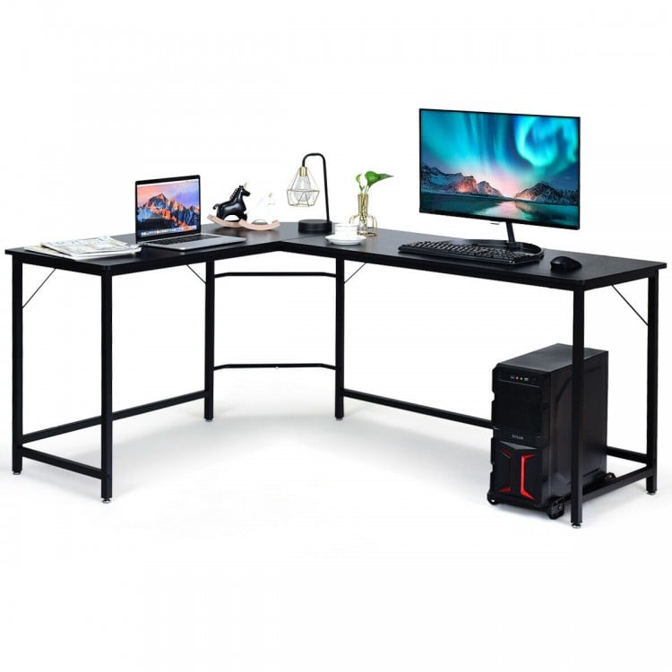 L-Shaped Corner Computer Desk with CPU Stand and Spacious Surface