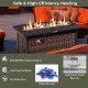 45 Inch Propane Rattan Firepit Table with Glass Stones and Protective Cover