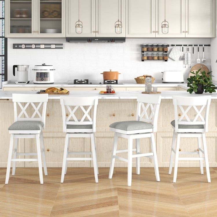 30 Inch Bar Stool with Contoured Backrest and Swivel Padded Seat