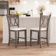 Bar Stools Set of 2 with Cross Back and Linen Fabric Upholstered Seat