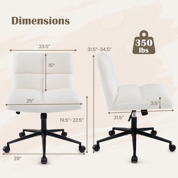 Cross Legged Chair with Wheels with Padded Seat Adjustable Height for Bedroom Study