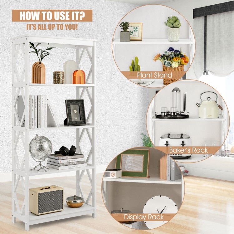 5-Tier Modern Freestanding Bookcase with Open Shelves