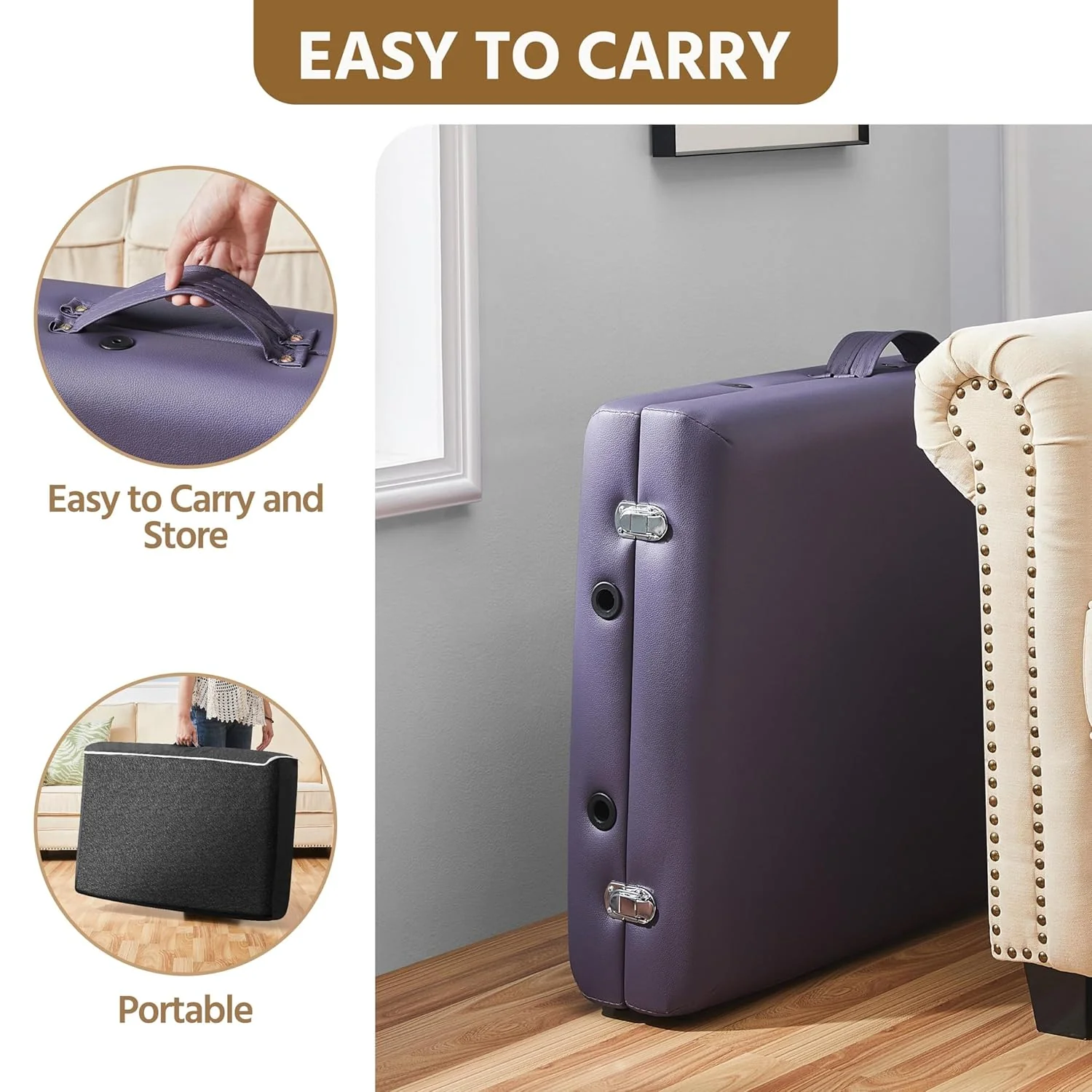 Yaheetech Massage Table Portable Lash Beds Spa Bed Massage Couch Foldable Spa Tables Adjustable 2 Fold with Non-Woven Bag 24 inch, Black