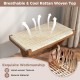 Folding Natural Rattan Ottoman with Hand-woven Seat
