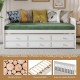 Full Size Wood Daybed Frame with Trundle Bed and 3 Storage Drawers