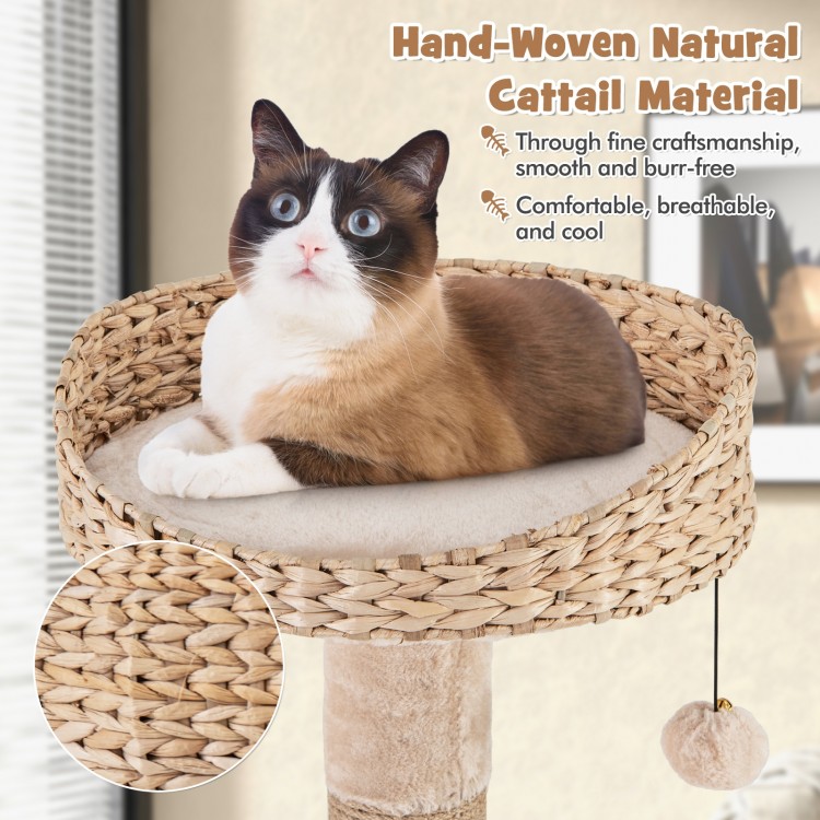 65 Inches Cat Tree with Perch and Soft Hammock for Indoor Cats