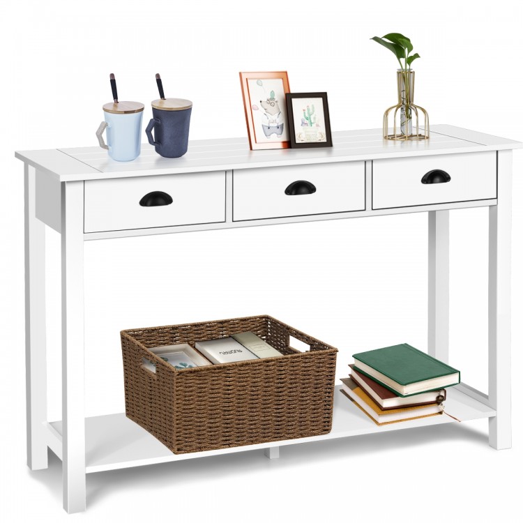 47 inch Entryway Hall Table Side Desk Accent Table with Drawers Shelf