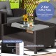 4 Pieces Patio Rattan Conversation Furniture Set with Glass Top Coffee Table