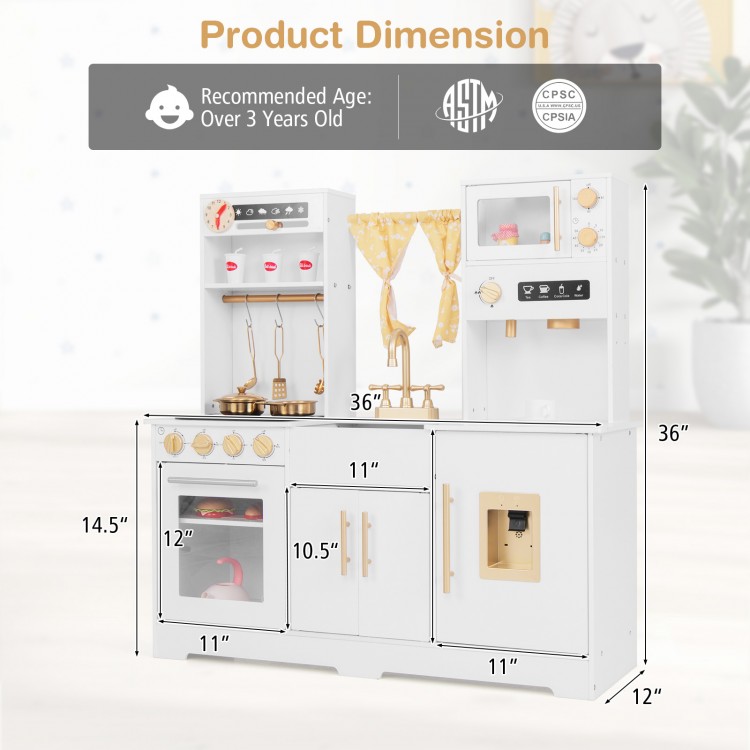 Pretend Play Kitchen for Kids with Coffee Maker