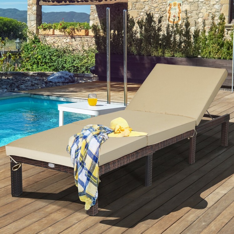 Paito Wicker Chaise Lounger with Adjustable Backrest