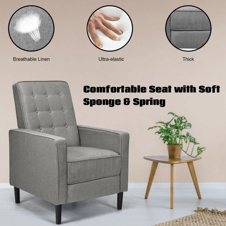 Modern Fabric Push-Back Recliner Chair with Button-Tufted Back and Thick Cushion