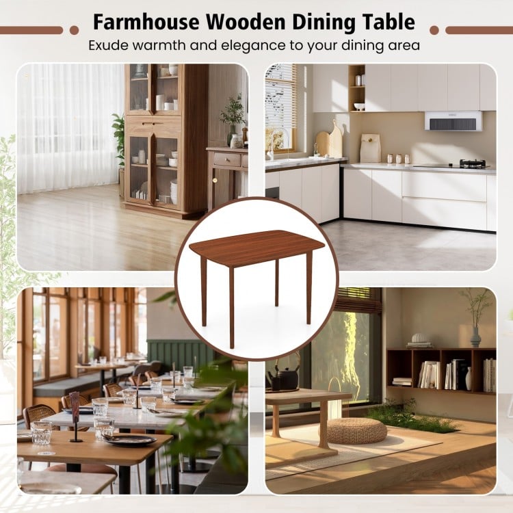 Wooden Dining Table for 2-4 People Kitchen Table with Rubber Wood Legs