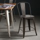 Set of 4 Industrial Metal Counter Stool Dining Chairs with Removable Backrest