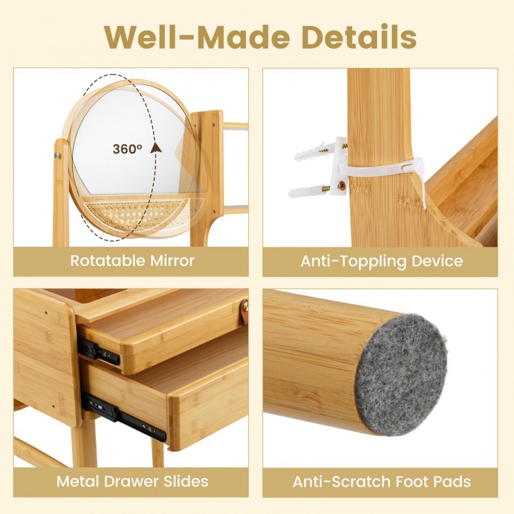 Small Vanity Desk 23.5 Inch Compact Makeup Table with Mirror