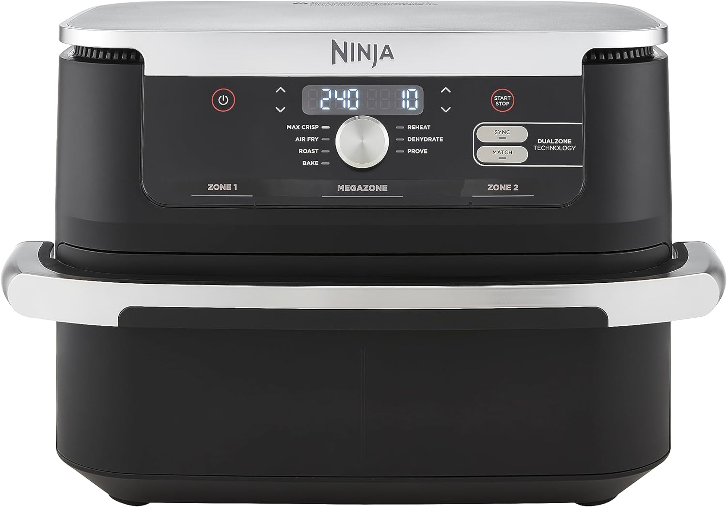 Ninja Foodi FlexDrawer Dual Zone varmluftsfrituregryde, airfryer med 10,4 rum og aftagelig separator, non-stick belægning, tåler opvaskemaskine, kurv, 7-i-1, sort AF500EU